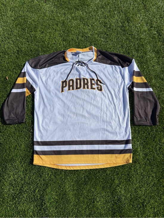 BD Sports Other - San Diego Padres Hockey-Style Cronenworth Jersey in White, Brown & Gold Size M